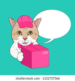 Cute cat delivery with dialog