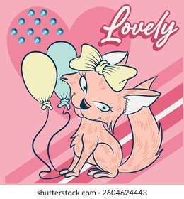 A cute cat design with balloons and bows for various app designs. A cute animal design with numbers on patches and trendy text in school uniform and sports mascot styles. Flowers and glitter.