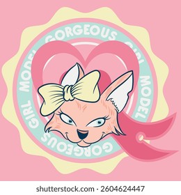 A cute cat design with balloons and bows for various app designs. A cute animal design with numbers on patches and trendy text in school uniform and sports mascot styles. Flowers and glitter.