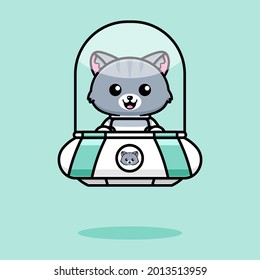 cute cat design with ufo