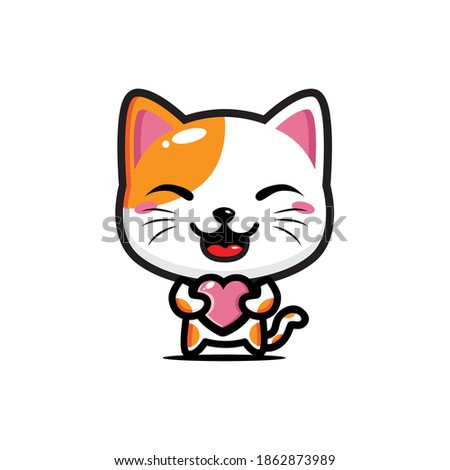 cute cat designs are hugging hearts