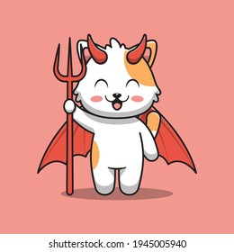 cute cat devil cartoon illustration