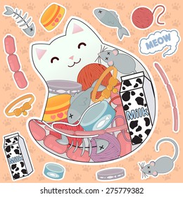 Cute cat with different elements2