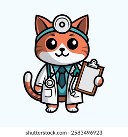 Cute Cat Doctor Medical Mascot