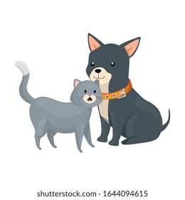 süße Katzen- und Hundetiere einzeln auf Symbolen Vektorillustration - Design