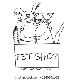 cute cat and dog. best friends. vector illustration eps 10