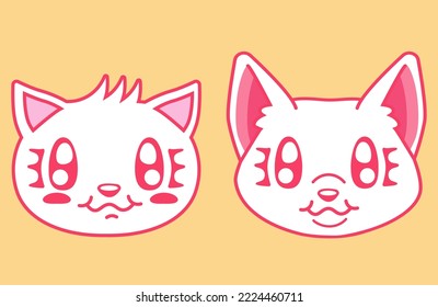 Cute cat and a dog. Cartoon characters isolated on a yellow background.  