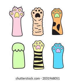 Cute Cat Dog Colorful Paws Clipart Vector Template set. Hand drawn paws with hand illustration art design collection.