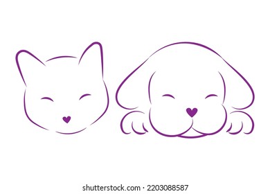Cute cat and dog drawing