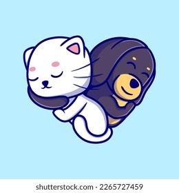 Cute cat and dog logo