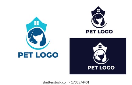 cute cat and dog Logo can also for pet logo, home pet, pet shop, dog care, cat care, cat lover, veterinary in design with full color, black and white color,eps 10 vector