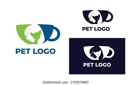 cute cat and dog Logo can also for pet logo, home pet, pet shop, dog care, cat care, cat lover, veterinary in design with full color, black and white color,eps 10 vector