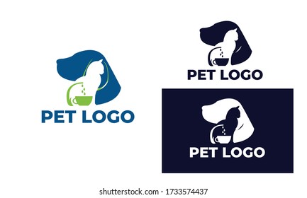 cute cat and dog Logo can also for pet logo, home pet, pet shop, dog care, cat care, cat lover, veterinary in design with full color, black and white color,eps 10 vector