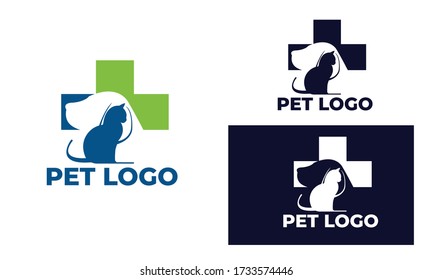 Cat und Hund Logo kann auch für Haustier-Logo, Heimtier, Haustier-Shop, Hundepflege, Katzenpflege, Katzenliebhaber, Tierarzt im Design mit vollfarbiger, schwarz-weißer Farbe, für 10 Vektor