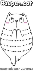 Cute cat doing yoga. Vector doodle cats illustration.