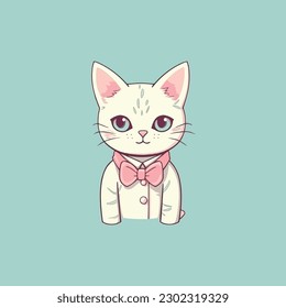 cute cat doll logo mascot. for a children's clothing store. modern flat color. pastel colors