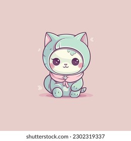 cute cat doll logo mascot. for a children's clothing store. modern flat color. pastel colors