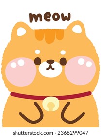 Cute cat doll on white background.Pet animal character cartoon design.Toy hand drawn.Minimal style.Pastel.Image for,card,poster,book cover.Meow lover.Kawaii.Vector.Illustration.