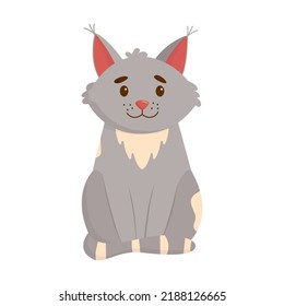 Cute cat. Domestic, funny cat isolated on white background. Flat vector illustration