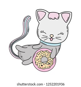 cute cat with donut