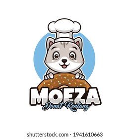 Cute Cat Donut Logo with Chef Hat for Your own Bakery Shop