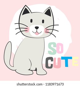 Cute cat doodle cartoon, vector illustration