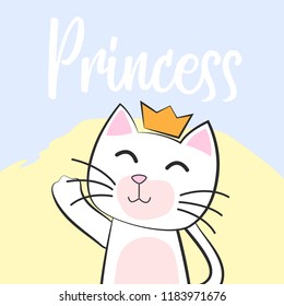 Cute cat doodle cartoon, vector illustration