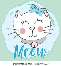 Cute cat doodle cartoon, vector illustration