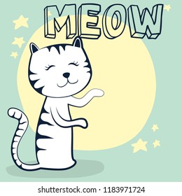 Cute cat doodle cartoon, vector illustration