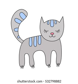 Cute cat doodle character vector illustration