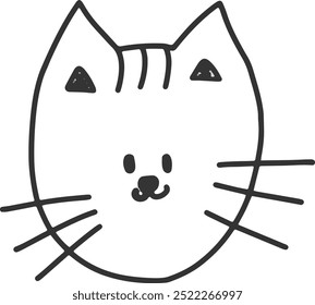 cute cat doodle, hand drawing of cat head