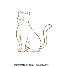 cute cat doodle hand drawn no filled the color vector illustration