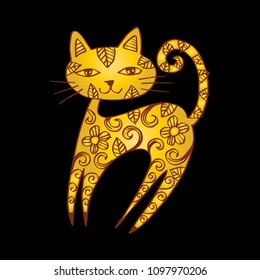 Cute cat doodle outline