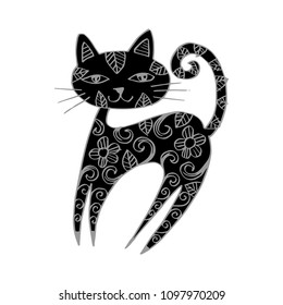 Cute cat doodle outline