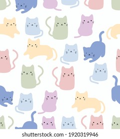 cute cat doodle seamless pattern