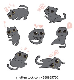 Cute cat doodle set