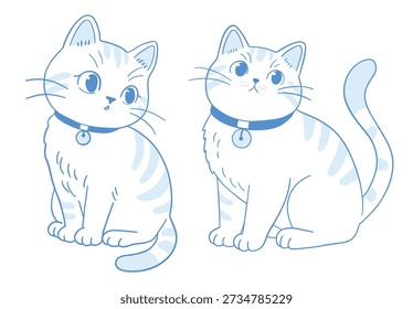 Cute cat doodle set