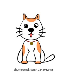 Cute cat doodle sitting. Draw vector illustration cute animal style.