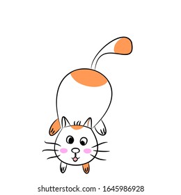 Cute cat doodle sitting. Draw vector illustration cute animal style.