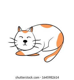 Cute cat doodle sleeping. Draw vector illustration cute animal style.