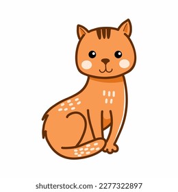 Un gato lindo al estilo de doodle. Carácter vector para niños. Mascota.