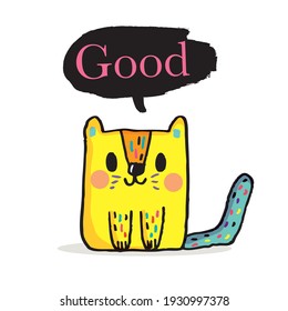  Cute cat doodle vector design,Cat hand drawn doodle cartoon,cat vector illustration for print, web, mobile and infographics isolated on white background.
