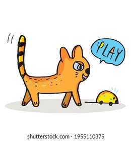 Cute cat doodle vector design,Cat hand drawn doodle cartoon,cat vector illustration for print, web, mobile and infographics isolated on white background.