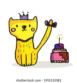Cute cat doodle vector design,Cat hand drawn doodle cartoon,cat vector illustration for print, web, mobile and infographics isolated on white background.
