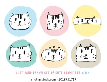  Cute cat doodle vector design,Cat hand drawn doodle cartoon,cat vector illustration for print, web, mobile and infographics isolated on white background.