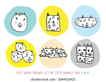 Cute cat doodle vector design,Cat hand drawn doodle cartoon,cat vector illustration for print, web, mobile and infographics isolated on white background.