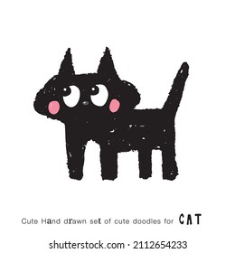  Cute cat doodle vector design,Cat hand drawn doodle cartoon,cat vector illustration for print, web, mobile and ,cute animal