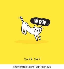 Cute cat doodle vector design,Cat hand drawn doodle cartoon,cat vector illustration for print, cute animal