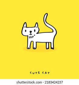 Cute cat doodle Vektordesign, Katzenhandgezeichneter Doodle-Cartoon, Katzenvektorgrafik für Druck, Web, Mobilfunk und Infografiken, süßes Tier 