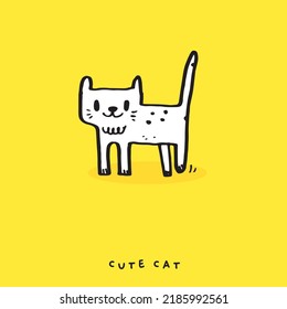 Cute cat doodle vector design,Cat hand drawn doodle cartoon,cat vector illustration for print, web, mobile and infographics, cute animal 